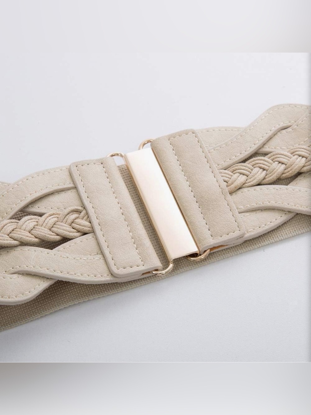 ❤️ Elastic Braided Waist Belt in Beige - Picture 3 of 3